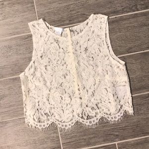 Jenny Yoo Ivory Lace Crop Top